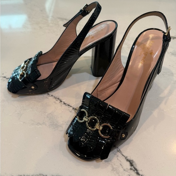 Kate Spade NY Caileen Kiltie Patent Leather Chunky Block Heel Slingback Pump - Picture 10 of 12